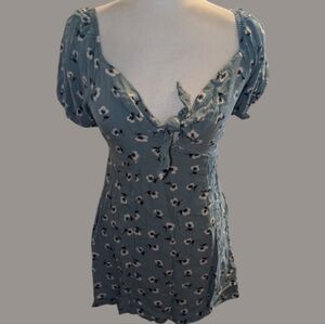 VGUC Mimi Chica Green Floral Mini Dress Size Small 100% Rayon